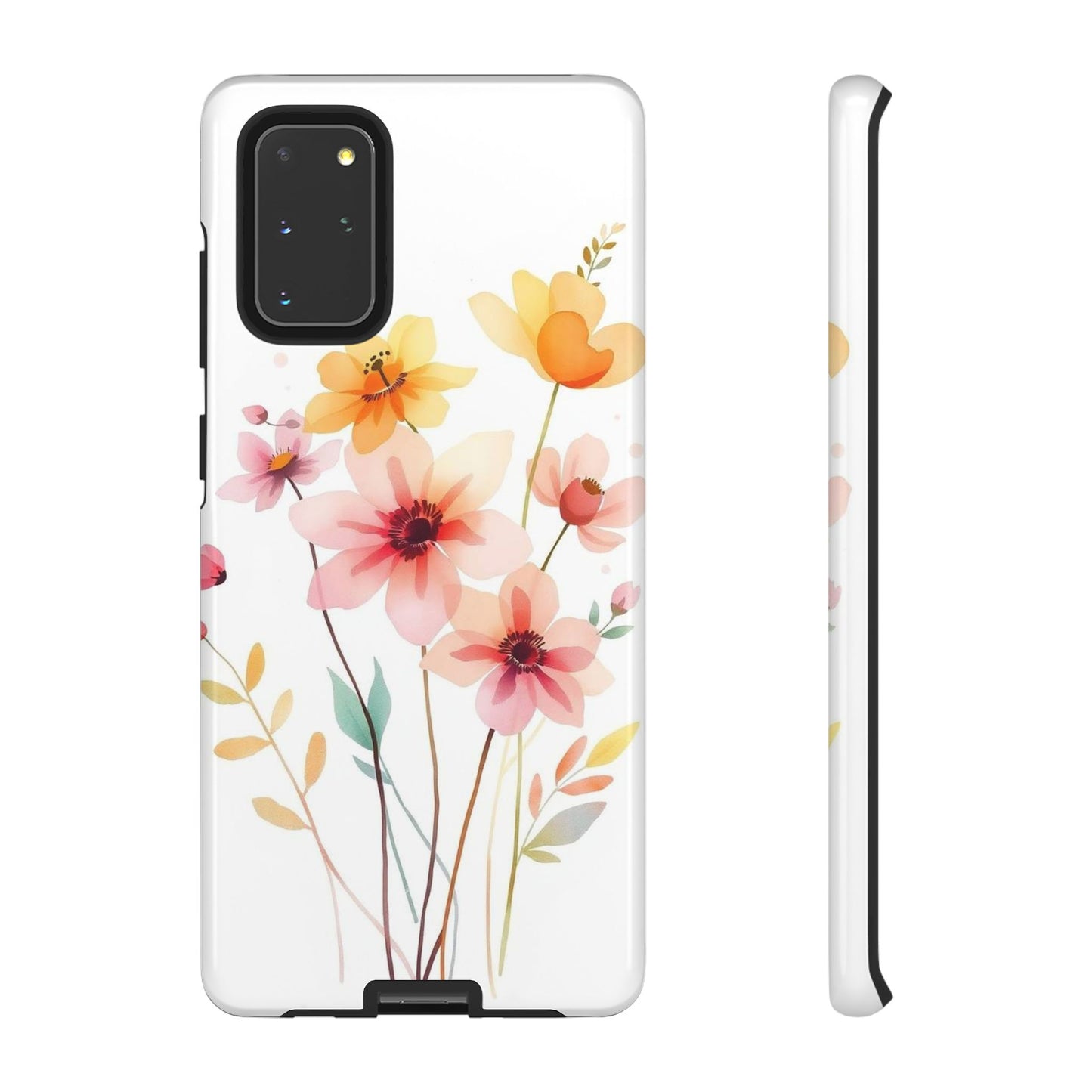 Samsung Galaxy S20+ / Glossy Phone Case - Boho Chic Watercolour Blooms Design Phone Case