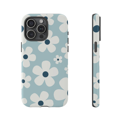 iPhone 15 Pro Max / Glossy Phone Case - Cute Light Blue Daisy Pattern Phone Case