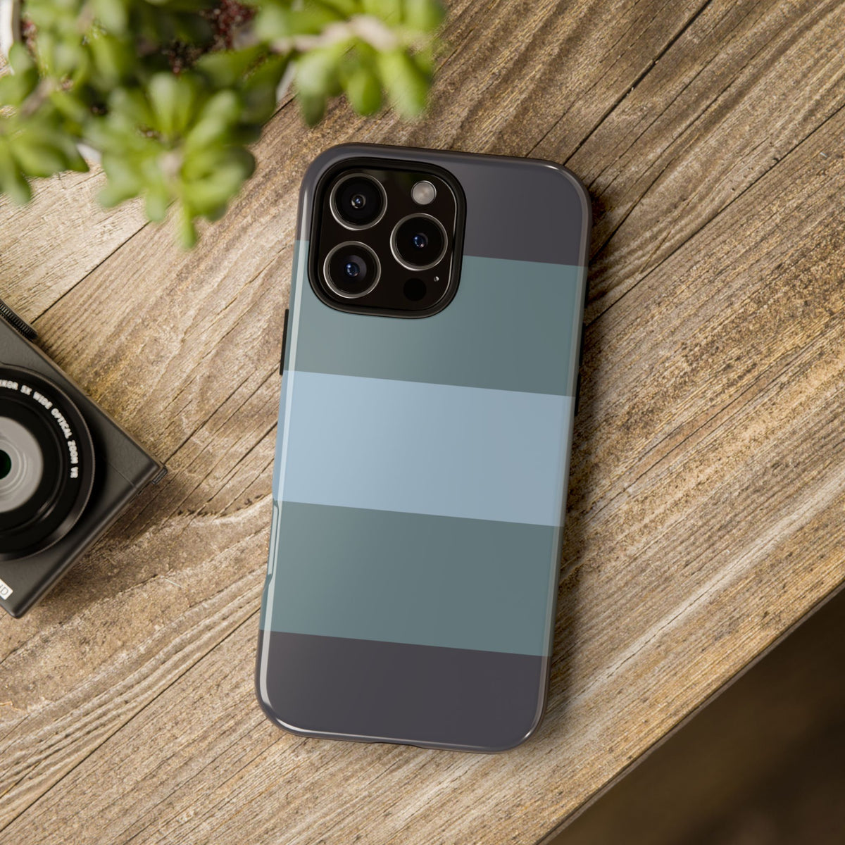 Shades of Blue Horizontal Stripe Pattern Phone Case - Blue Phone Case