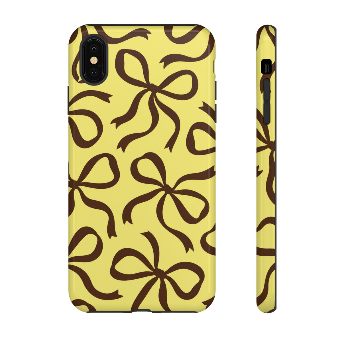 Bold Butter Yellow and Chocolate Brown Bow Pattern Phone Case