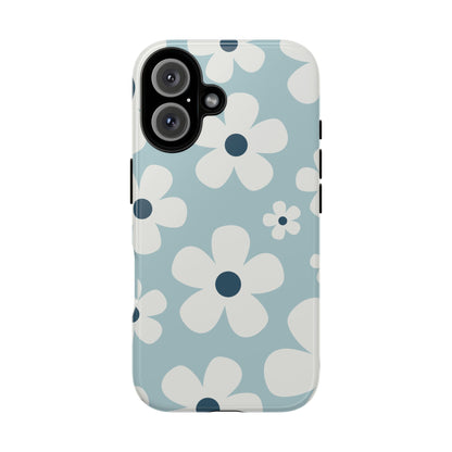 Cute Light Blue Daisy Pattern Phone Case - Blue Phone Case - iPhone 16 / Glossy