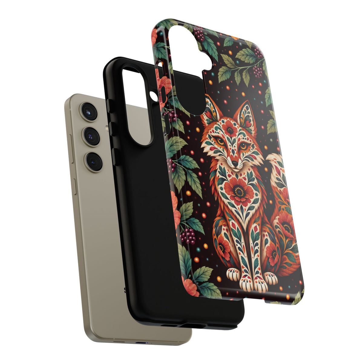 Vibrant Terracotta and Teal Calavera Fox Phone Case - Multicolor Phone Case