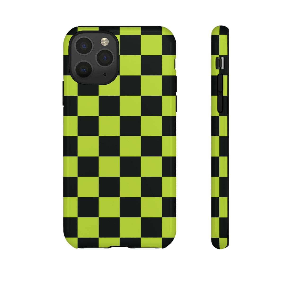 Trendy Neon Lime Green & Black Checked Pattern Phone Case - Green Phone Case - iPhone 11 Pro / Glossy