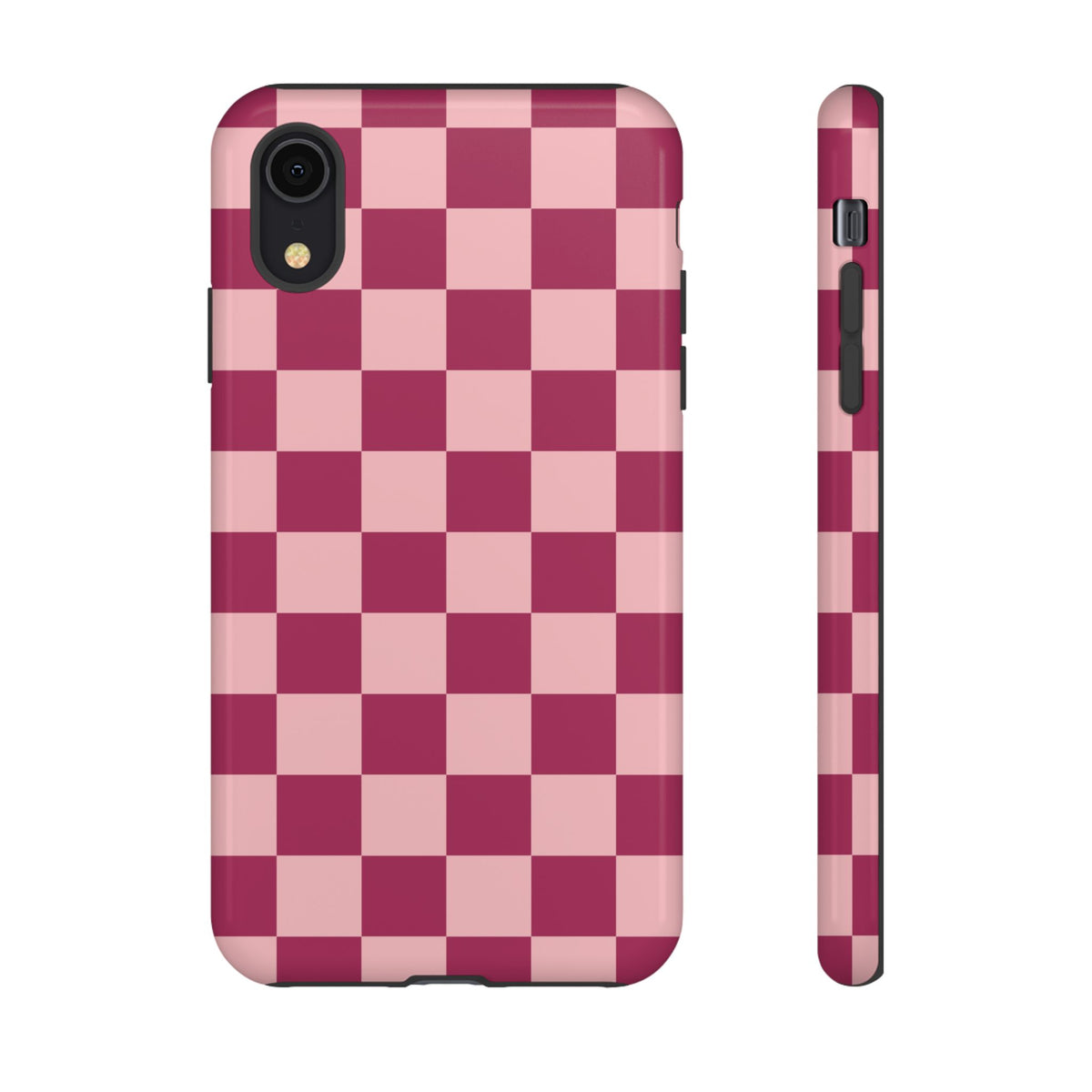 Pink Checked Pattern Phone Case - Pink Phone Case - iPhone XR / Glossy