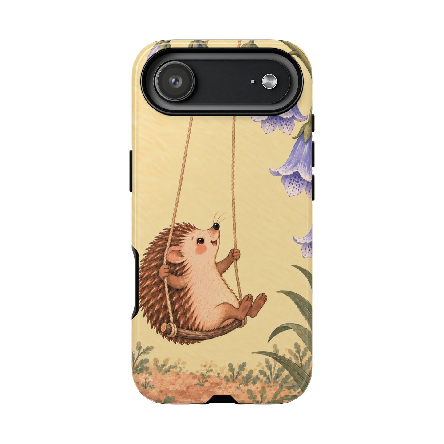 Whimsical Buttercream Hedgehog and Bluebell Phone Case - Yellow Phone Case - iPhone 17 Air / Glossy