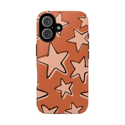 Burnt Orange Doodle Star Phone Case