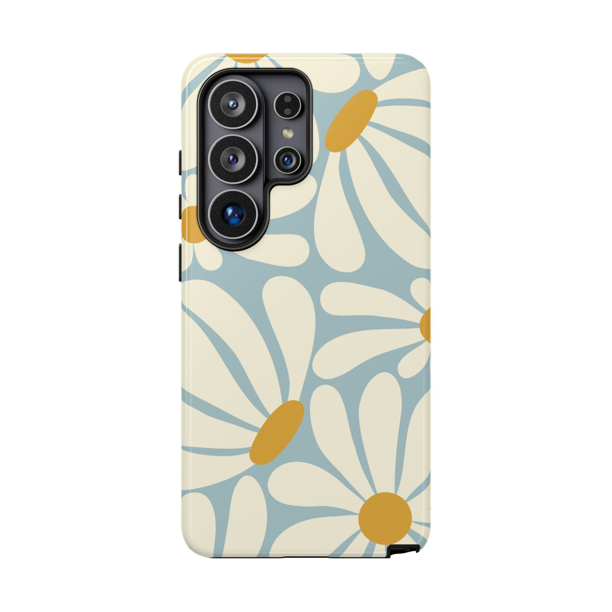 Retro Light Blue Daisy Pattern Phone Case - Blue Phone Case - Samsung Galaxy S26 Ultra / Glossy