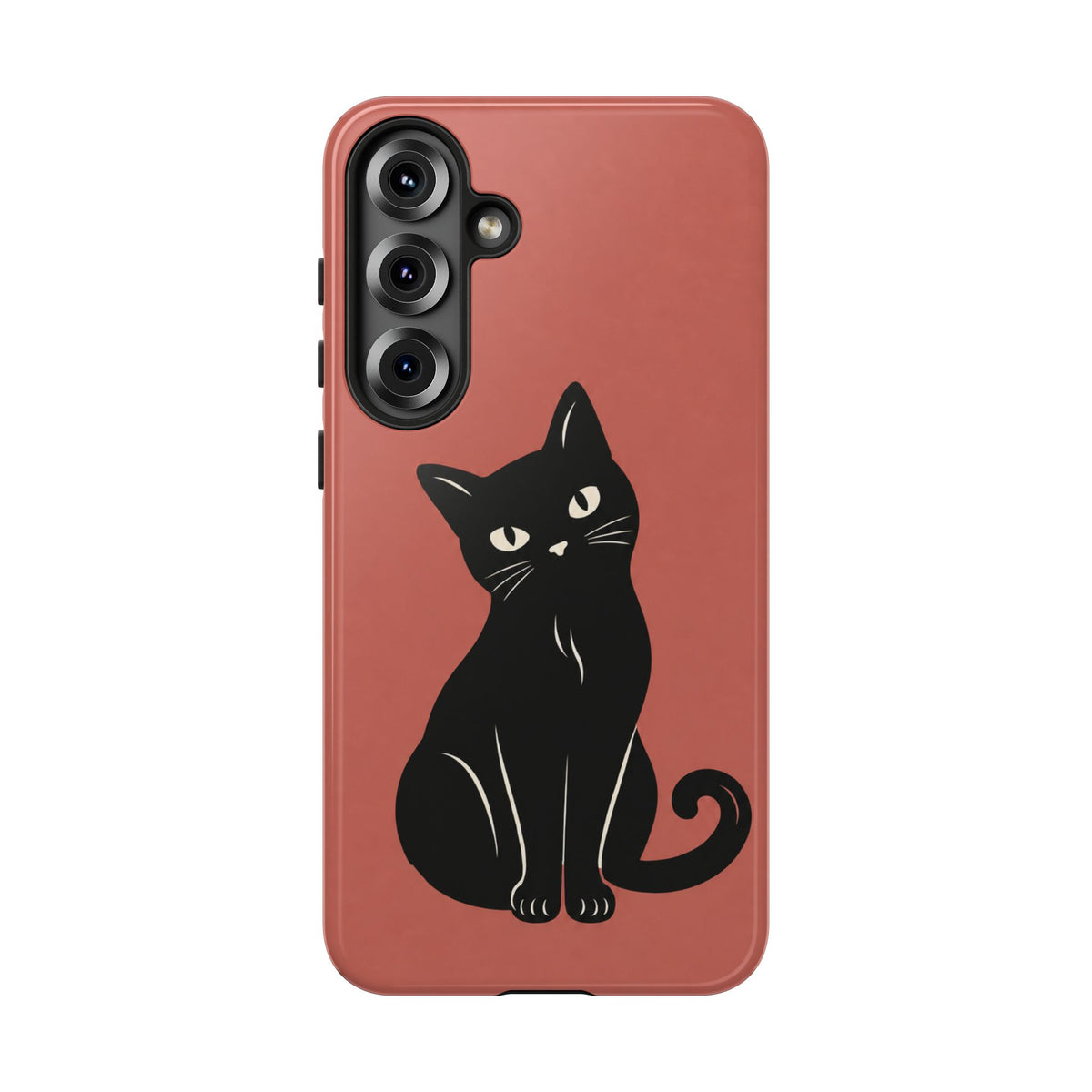Minimalist Coral Red & Black Cat Phone Case