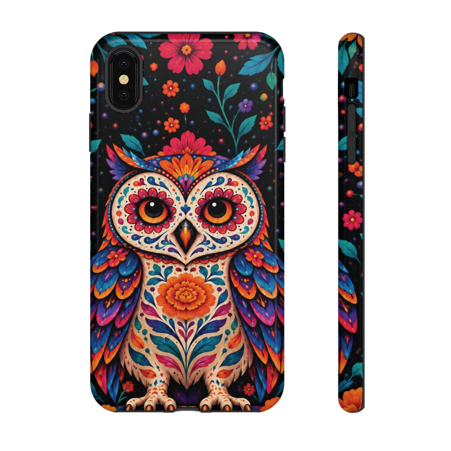 Vibrant Orange and Turquoise Calavera Owl Phone Case - Multicolor Phone Case - iPhone XS MAX / Glossy