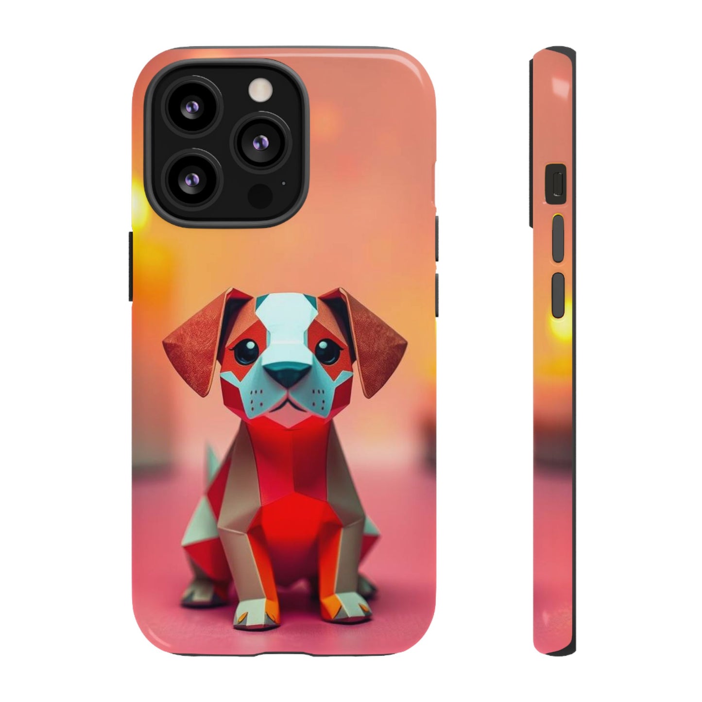 iPhone 13 Pro / Glossy Phone Case - Origami Dog Design Phone Case