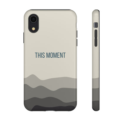 iPhone XR / Glossy Phone Case - Minimalist Cream Waves ’This Moment’ Statement Phone Case