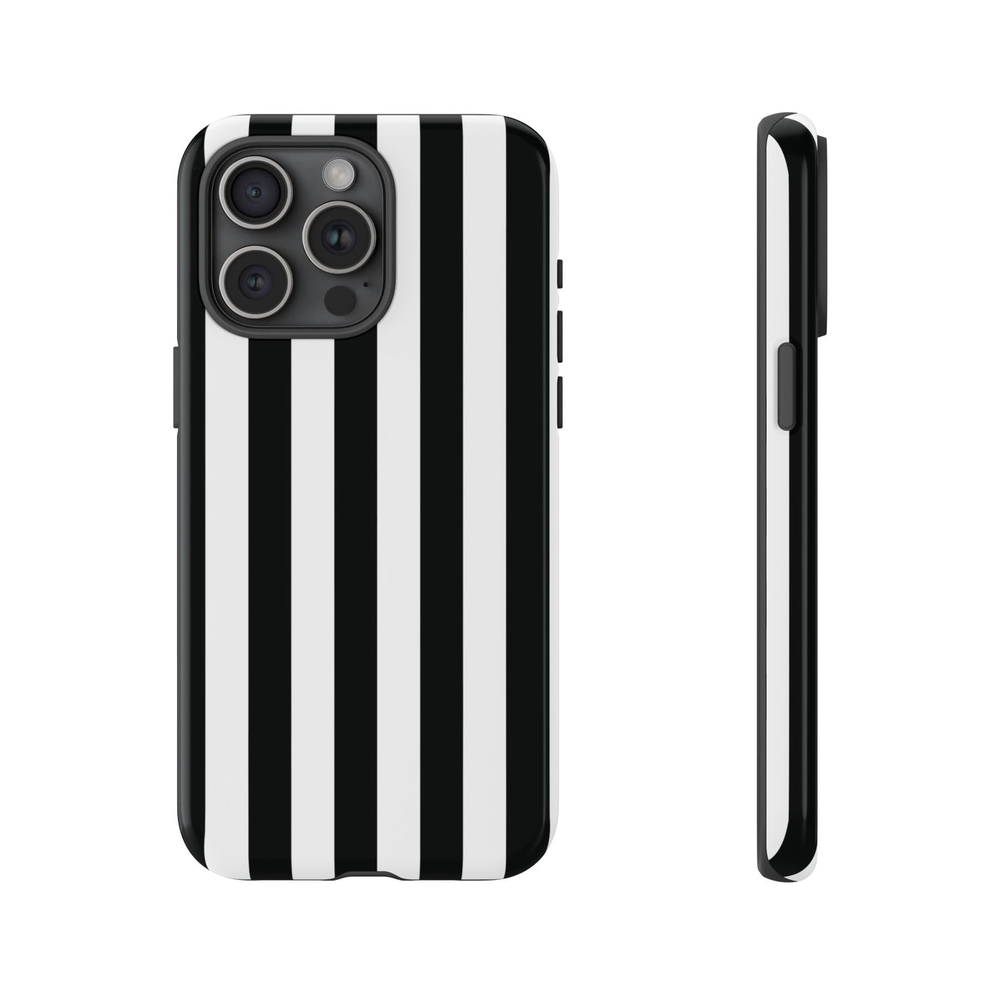 iPhone 15 Pro Max / Glossy Phone Case - Simple Black & White Stripe Pattern Phone Case