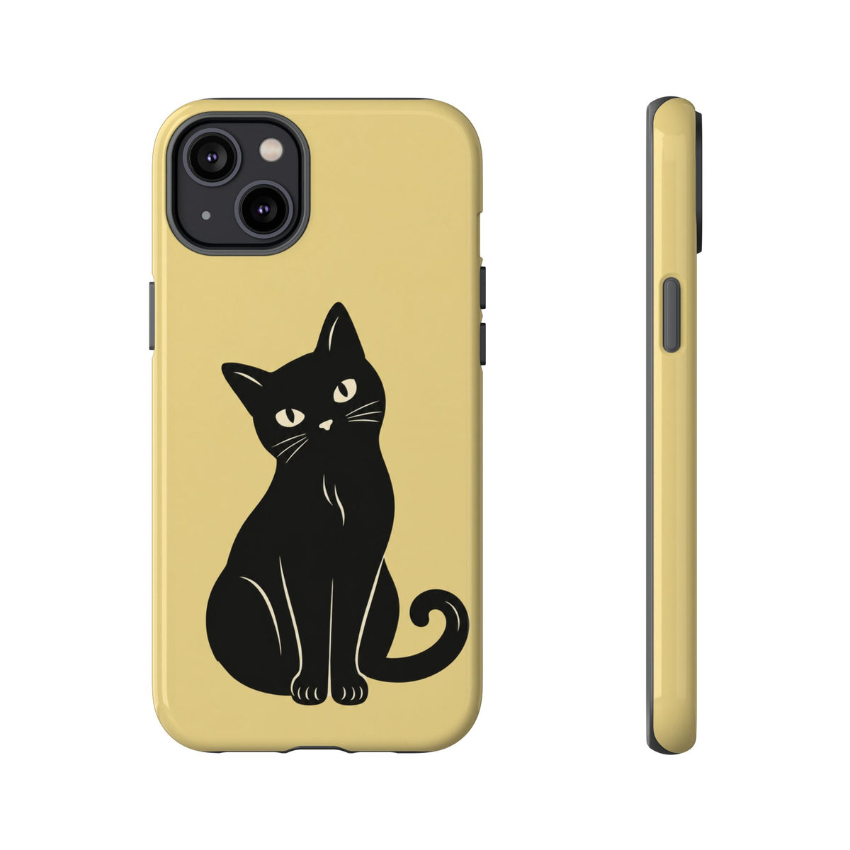 Minimalist Butter Yellow & Black Cat Phone Case
