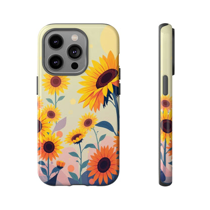 iPhone 14 Pro / Glossy Phone Case - Modern Flat Sunflower Design Phone Case