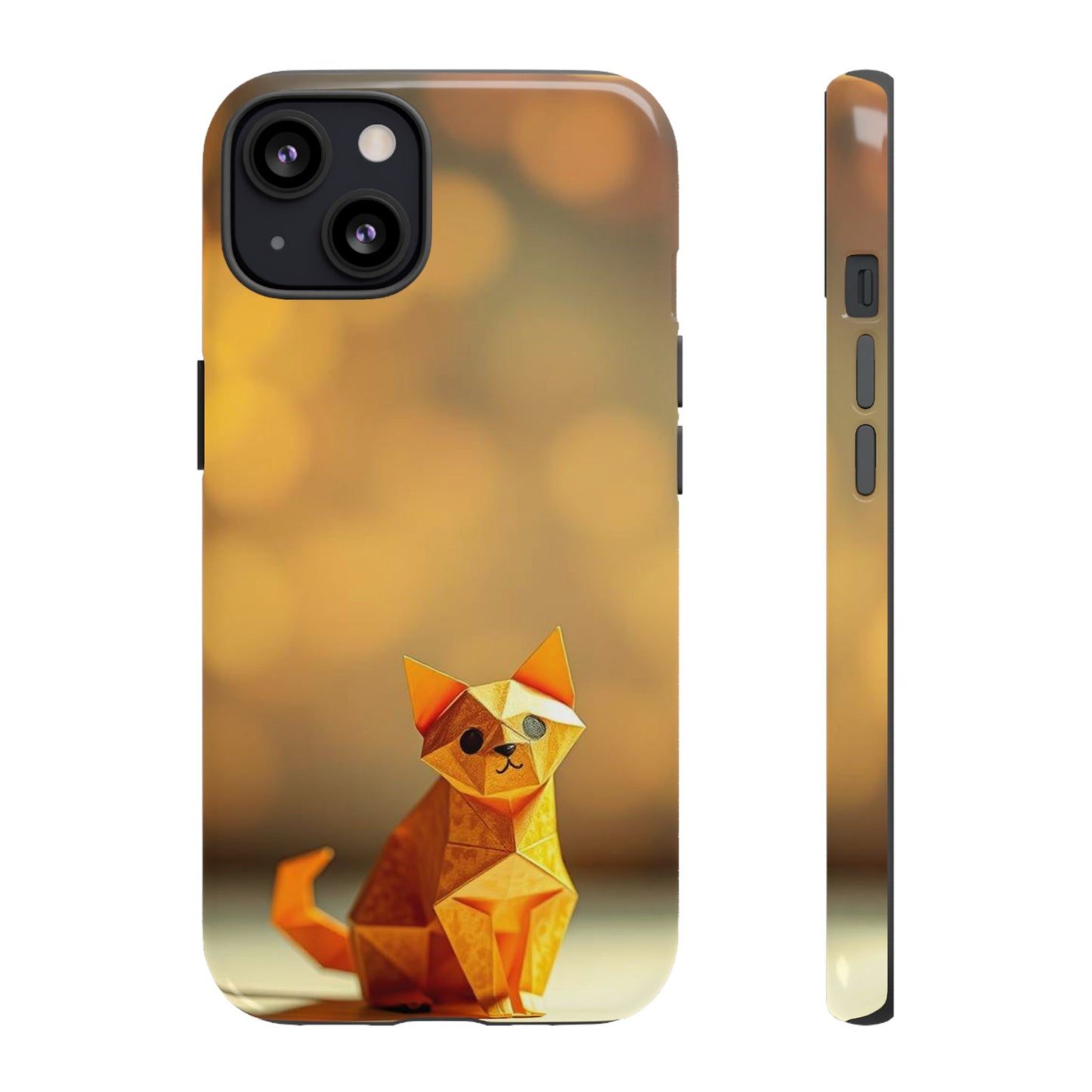 iPhone 13 / Glossy Phone Case - Origami Cat Design Phone Case