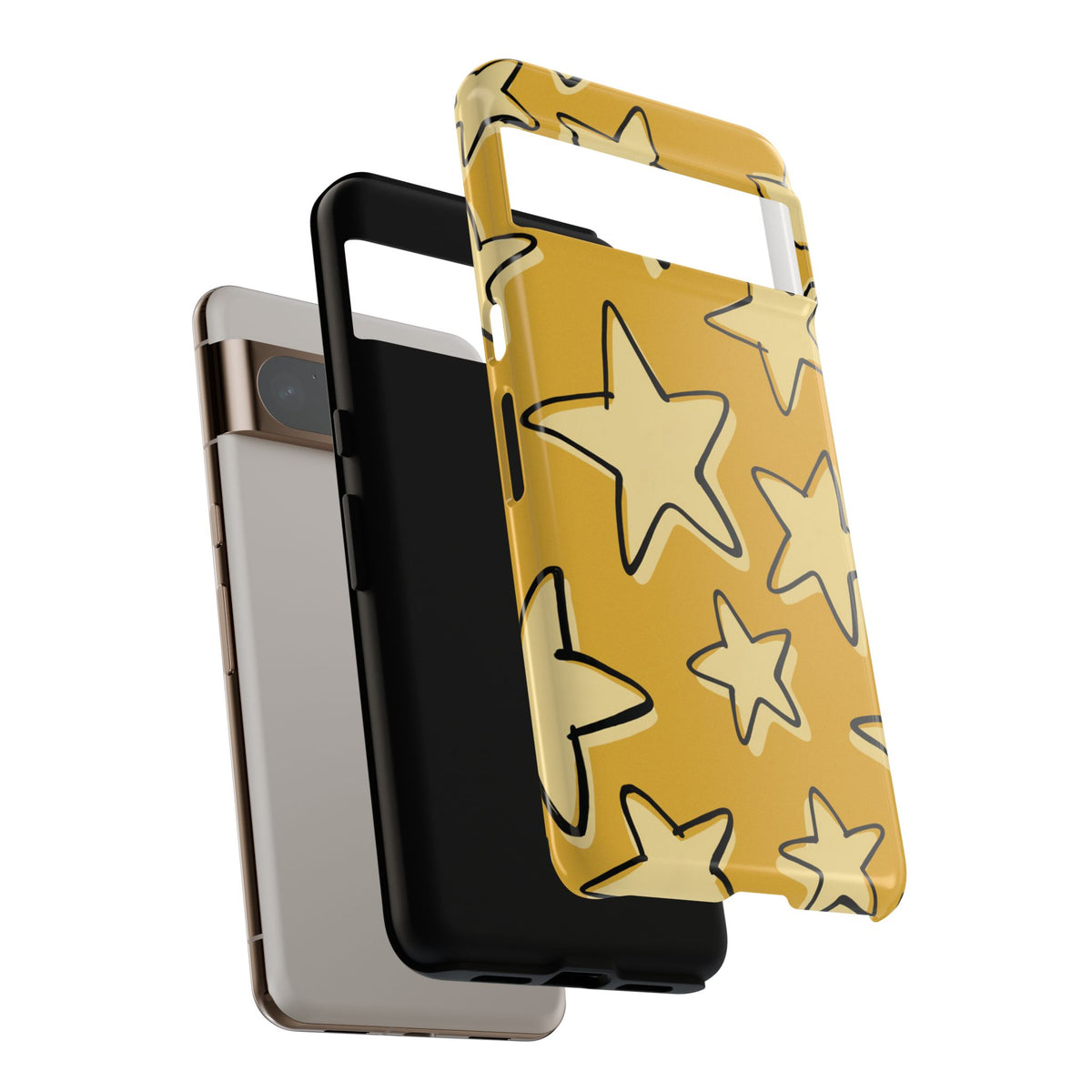 Golden Yellow Doodle Star Phone Case
