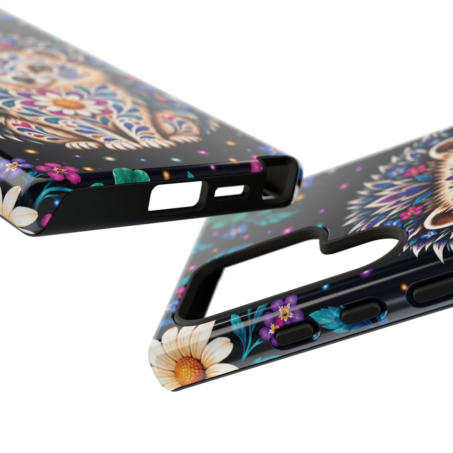 Vibrant Purple and Teal Calavera Hedgehog Phone Case - Multicolor Phone Case