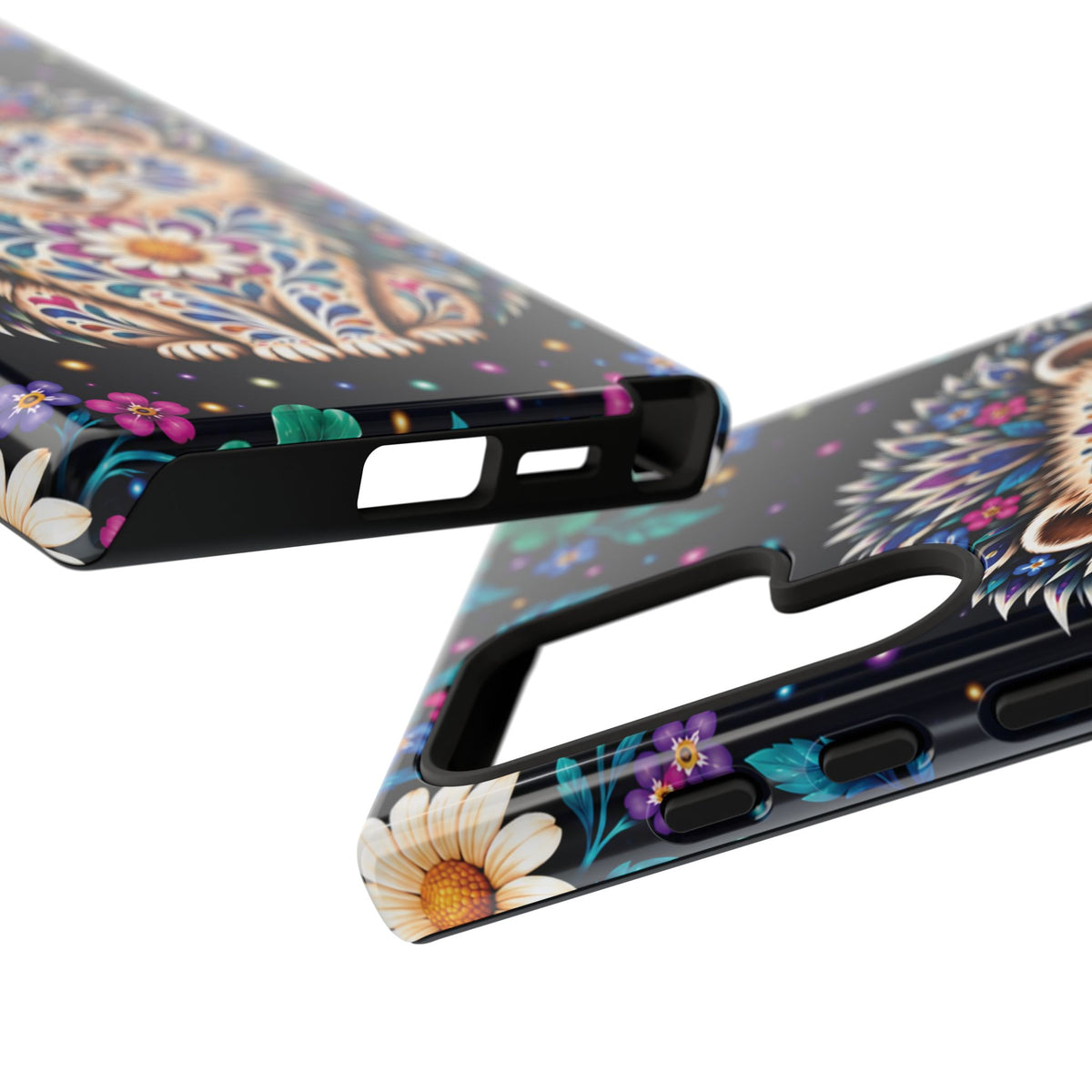 Vibrant Purple and Teal Calavera Hedgehog Phone Case - Multicolor Phone Case