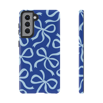 Bold Cobalt Blue and Powder Blue Bow Pattern Phone Case
