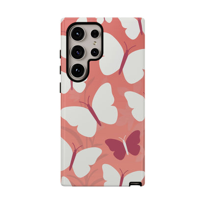 Samsung Galaxy S24 Ultra / Glossy Phone Case - Minimalist Pink Butterfly Pattern Phone Case