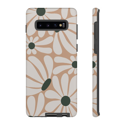 Samsung Galaxy S10 Plus / Glossy Phone Case - ’Retro Beige & White Daisy Pattern’ Phone Case