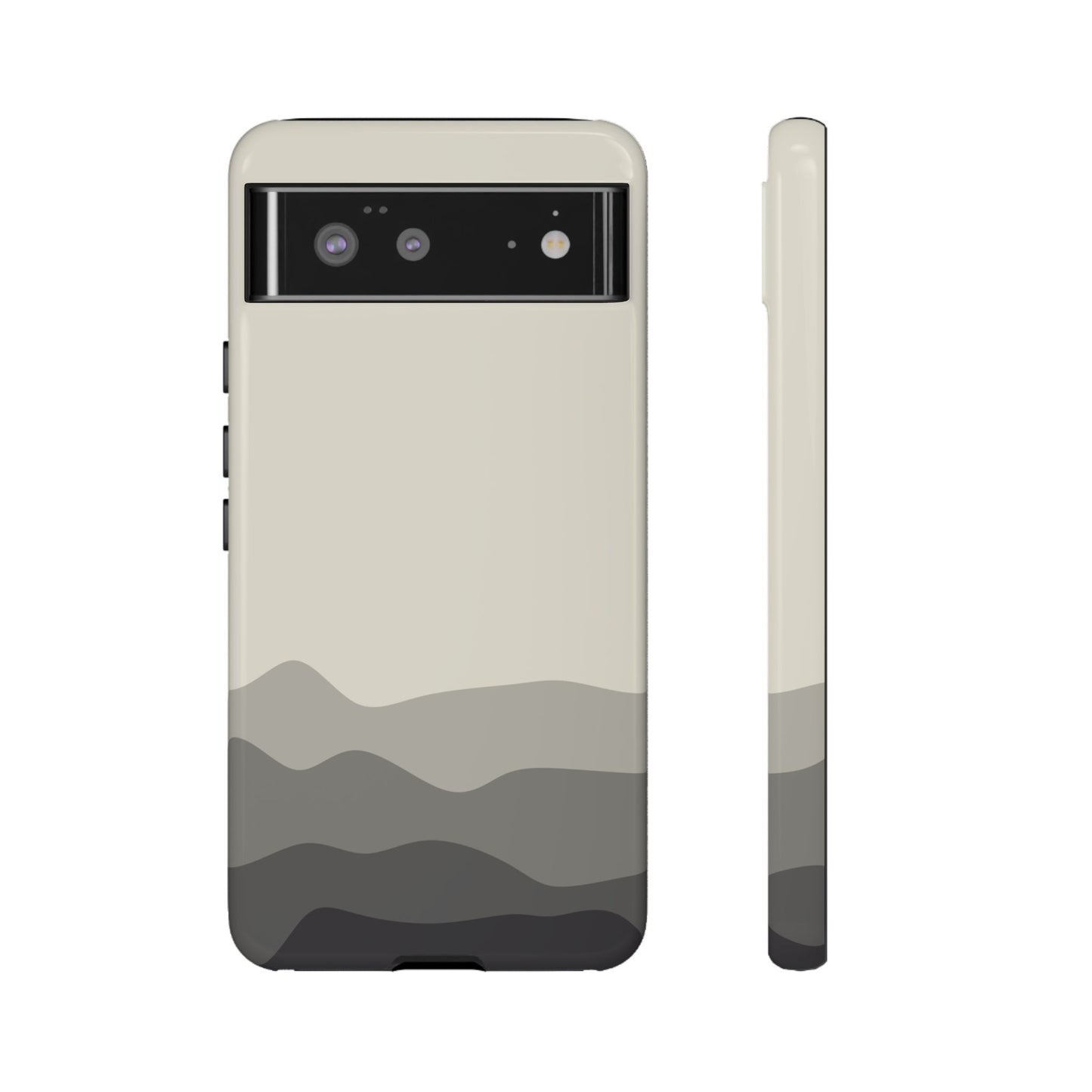 Ivory Abstract Waves Protective Phone Case - White Phone Case - Google Pixel 6 / Glossy