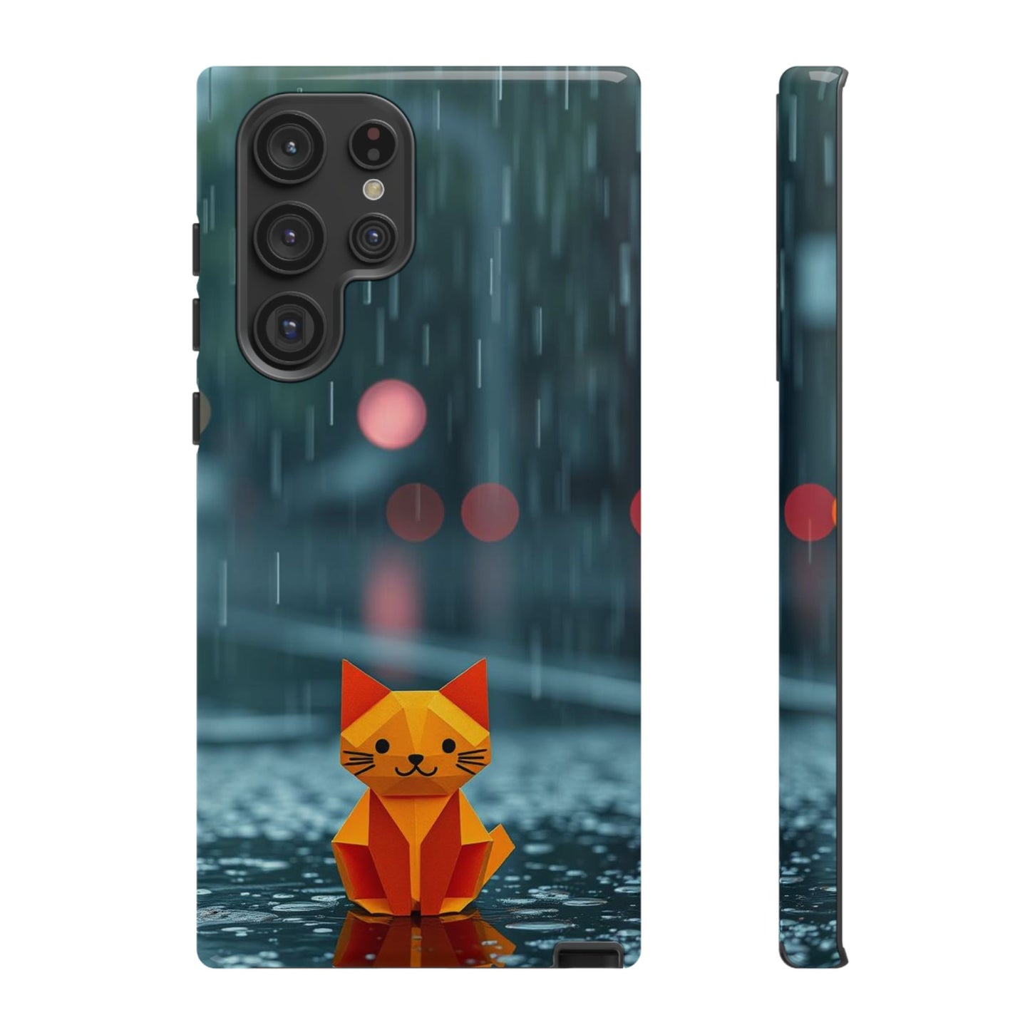 Samsung Galaxy S22 Ultra / Glossy Phone Case - Origami ’Soggy Cat’ Design Phone Case