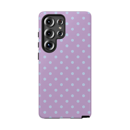 Samsung Galaxy S25 Ultra / Glossy Phone Case - Trendy Lilac & Ice Blue Dot Pattern Phone Case