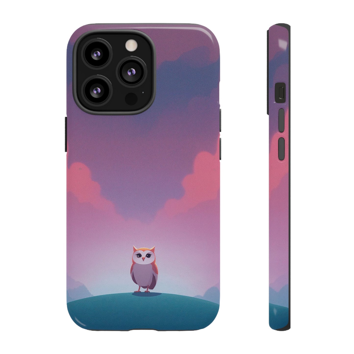 iPhone 13 Pro / Glossy Phone Case - Watercolour Owl & Cloud Design Phone Case