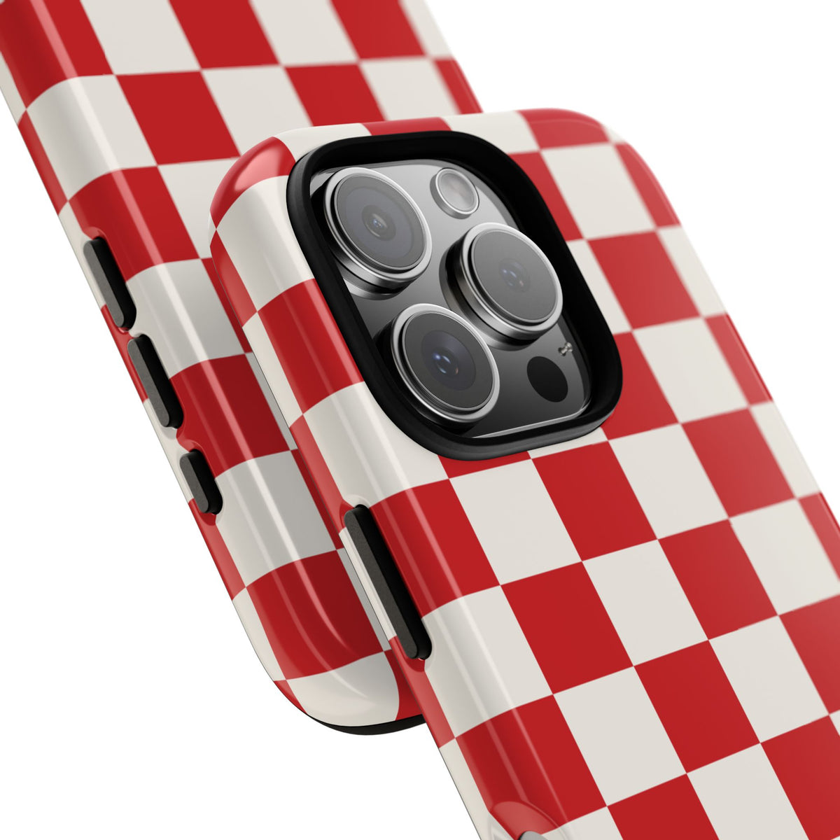 Red Checked Pattern Phone Case - Red Phone Case