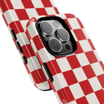 Red Checked Pattern Phone Case - Red Phone Case