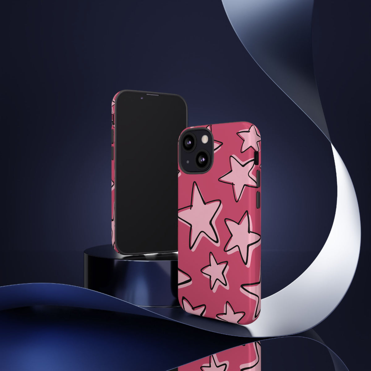 Raspberry Pink Doodle Star Phone Case
