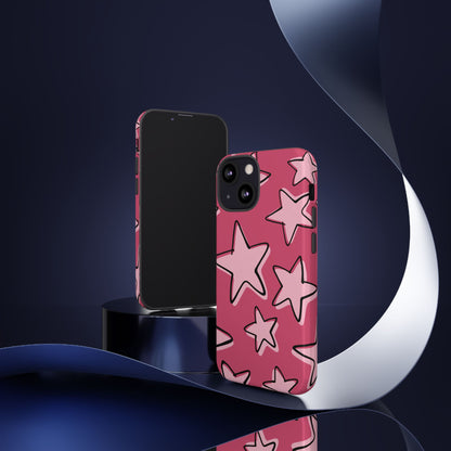Raspberry Pink Doodle Star Phone Case