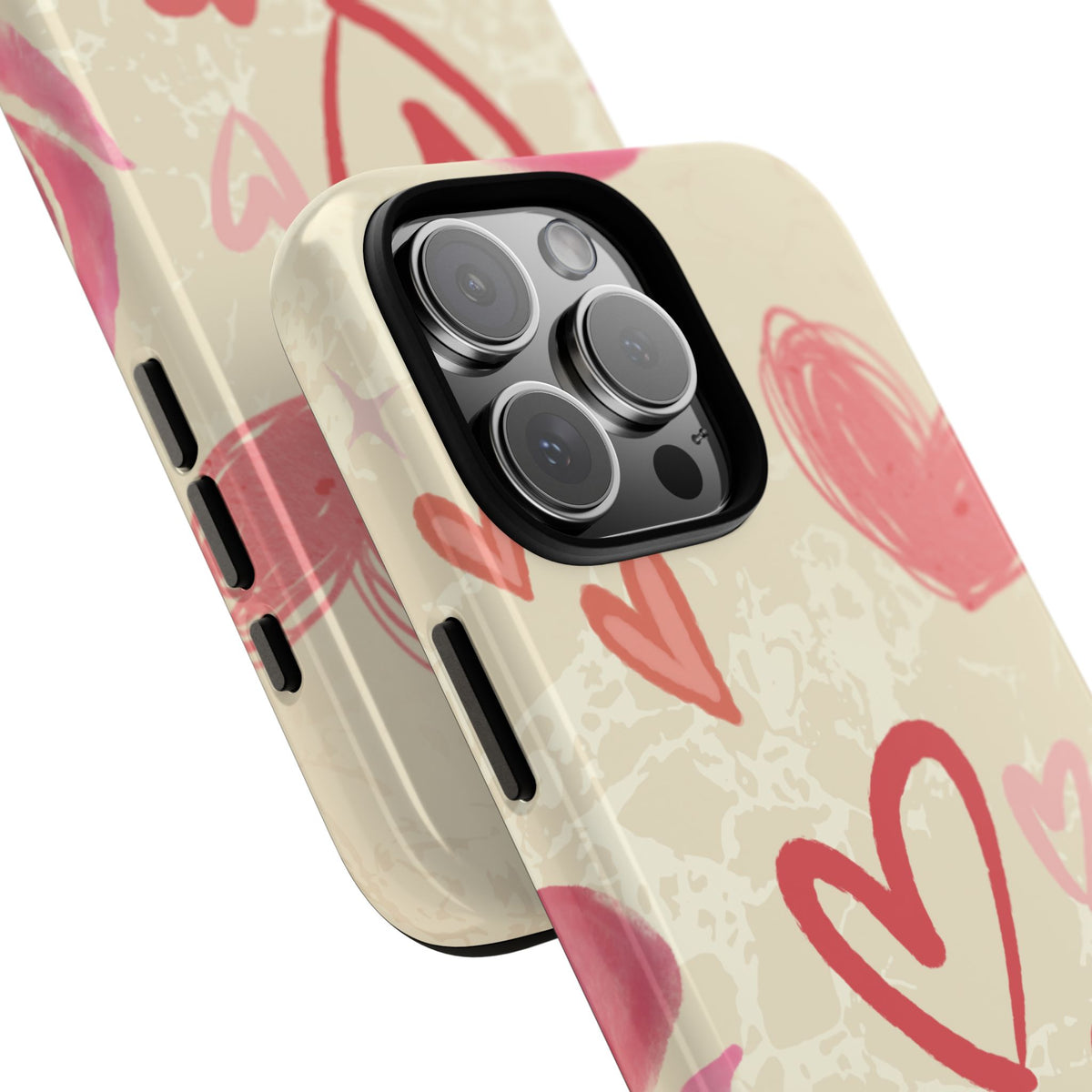 Cute Pink Heart & Rose Pattern Phone Case - Pink Phone Case