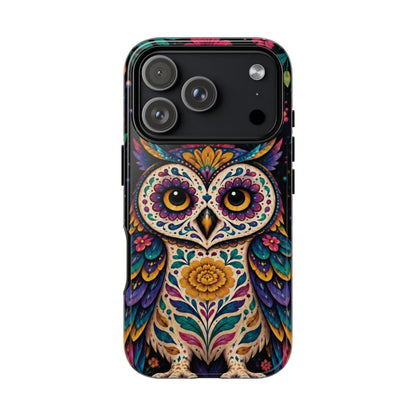 Vibrant Purple and Teal Calavera Owl Phone Case - Multicolor Phone Case - iPhone 17 Pro / Glossy