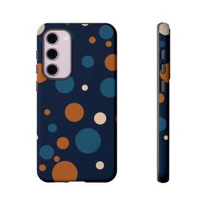 Samsung Galaxy S23 Plus / Glossy Phone Case - ’Bold Navy Blue & Orange / White Dot Pattern’ Phone Case