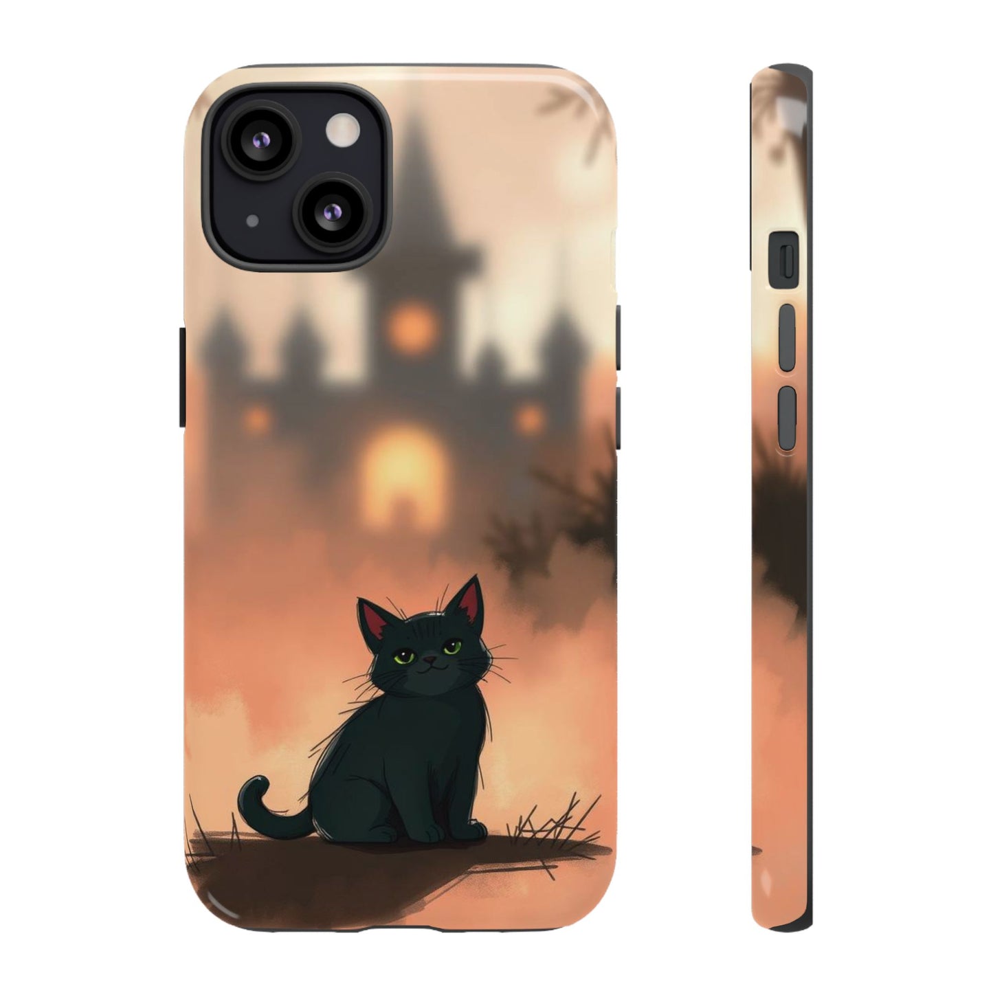 iPhone 13 / Glossy Phone Case - Cute Gothic Cat Design Phone Case