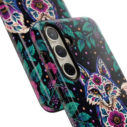Vibrant Purple and Teal Calavera Fox Phone Case - Multicolor Phone Case