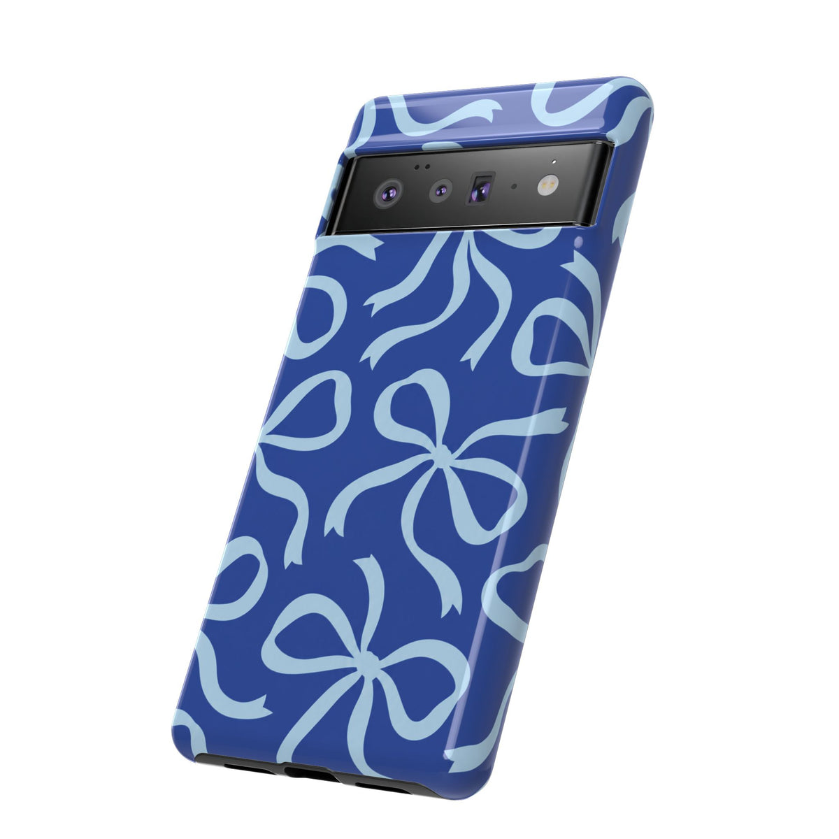 Bold Cobalt Blue and Powder Blue Bow Pattern Phone Case