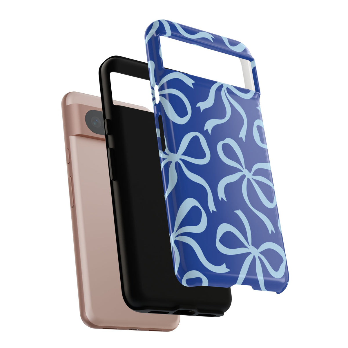 Bold Cobalt Blue and Powder Blue Bow Pattern Phone Case