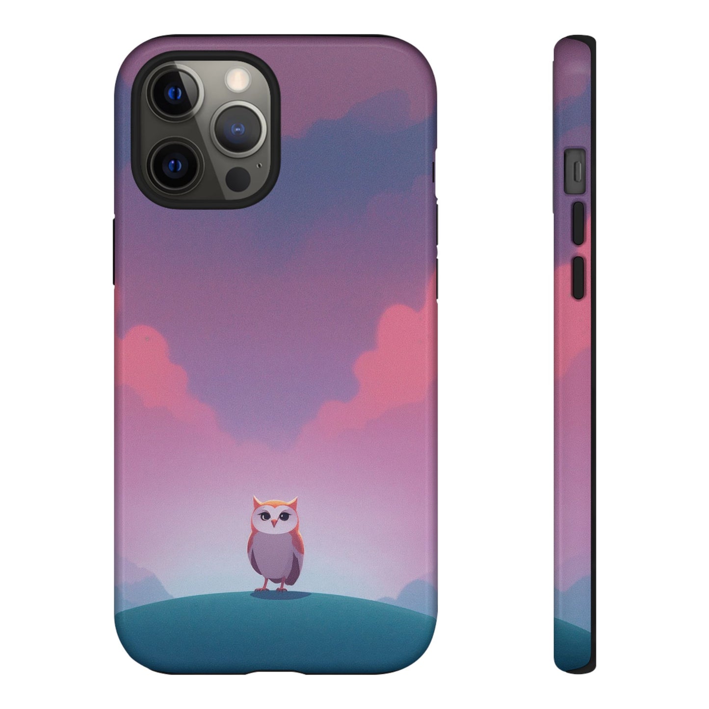 iPhone 12 Pro Max / Glossy Phone Case - Watercolour Owl & Cloud Design Phone Case