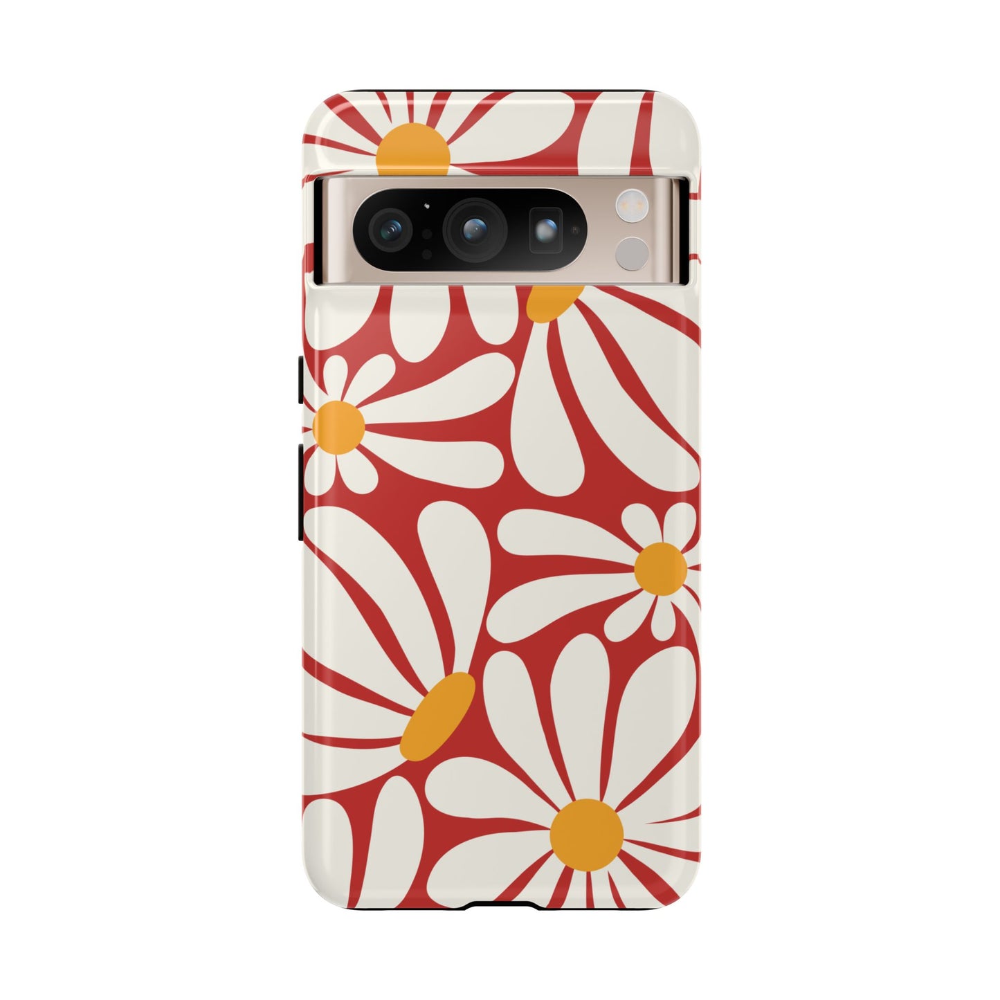 Retro Red Daisy Pattern Phone Case - Red Phone Case - Google Pixel 8 Pro / Glossy