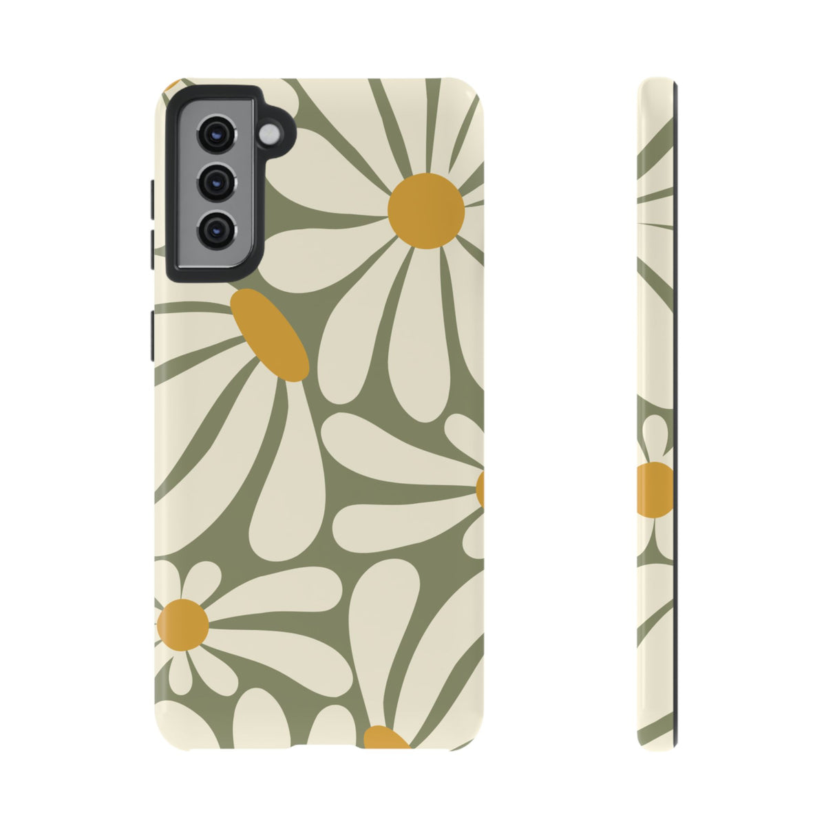 Retro Green Daisy Pattern #1 Phone Case - Green Phone Case - Samsung Galaxy S21 Plus / Glossy