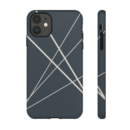 iPhone 11 / Glossy Phone Case - Abstract Blue with Beige Lines Phone Case