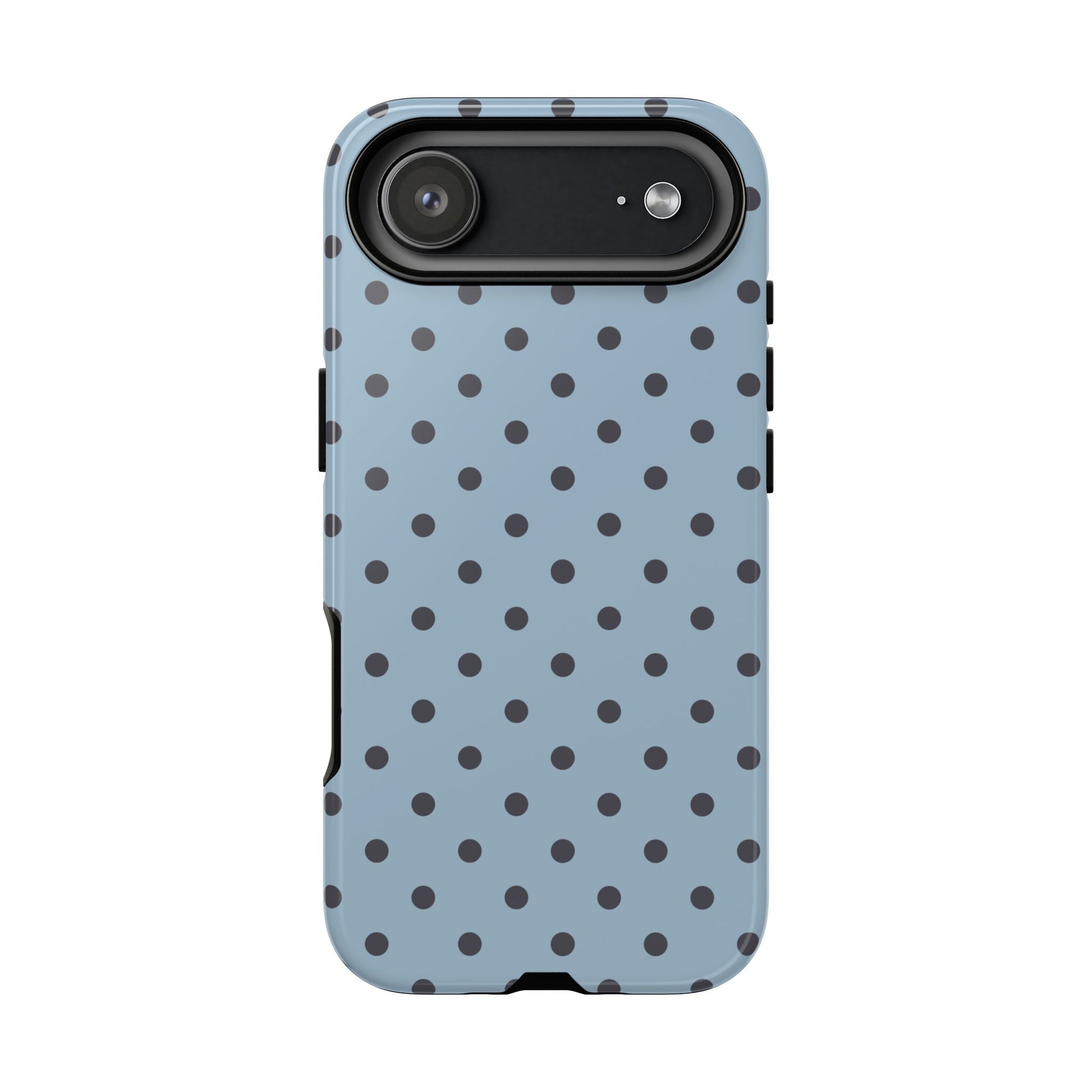 iPhone 17 Air / Glossy Phone Case - Light Blue with Dark Blue Dot Pattern Phone Case