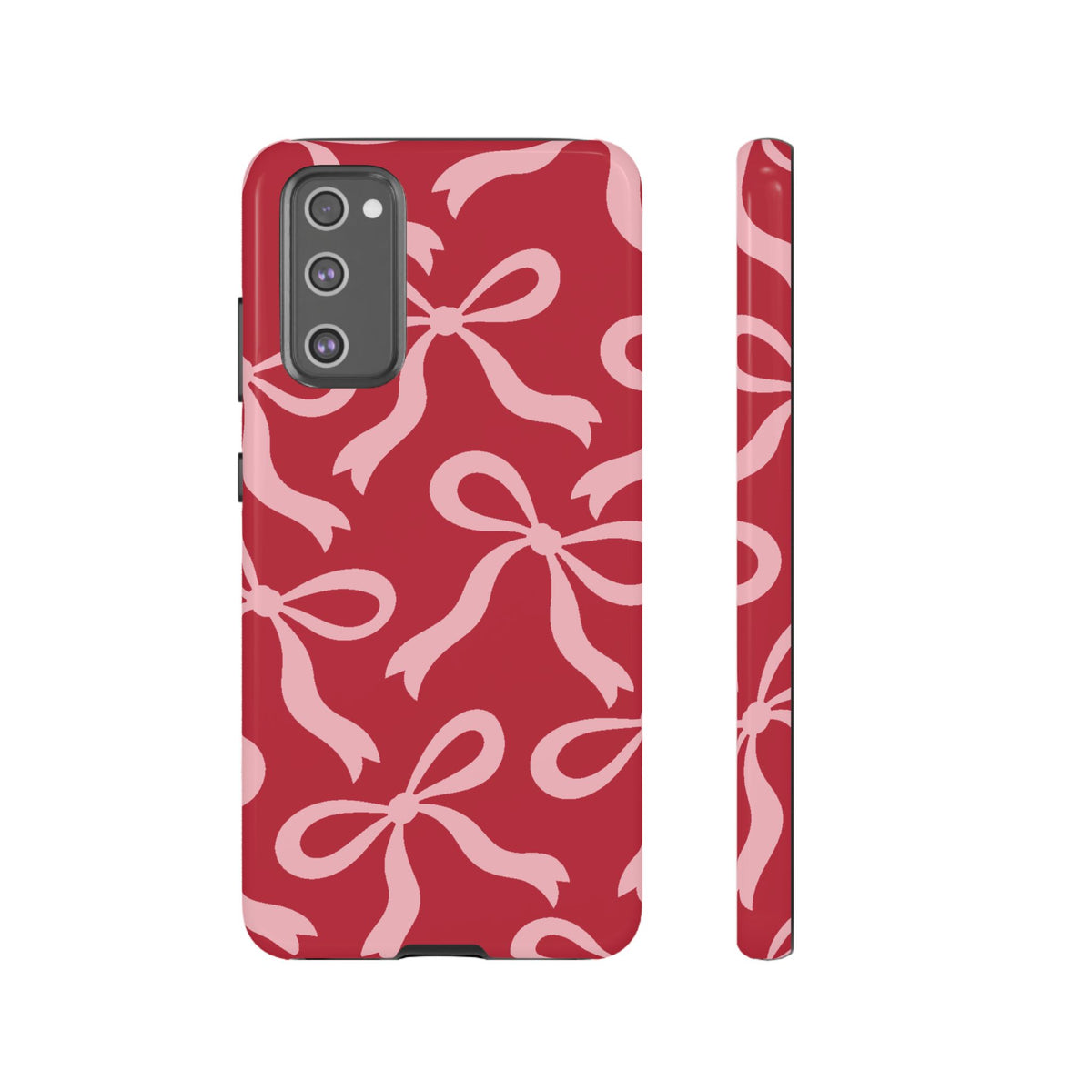 Bold Raspberry Red and Blush Pink Bow Pattern Phone Case - Red Phone Case - Samsung Galaxy S20 FE / Glossy