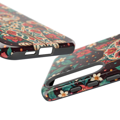 Vibrant Terracotta and Teal Calavera Cat Phone Case - Multicolor Phone Case