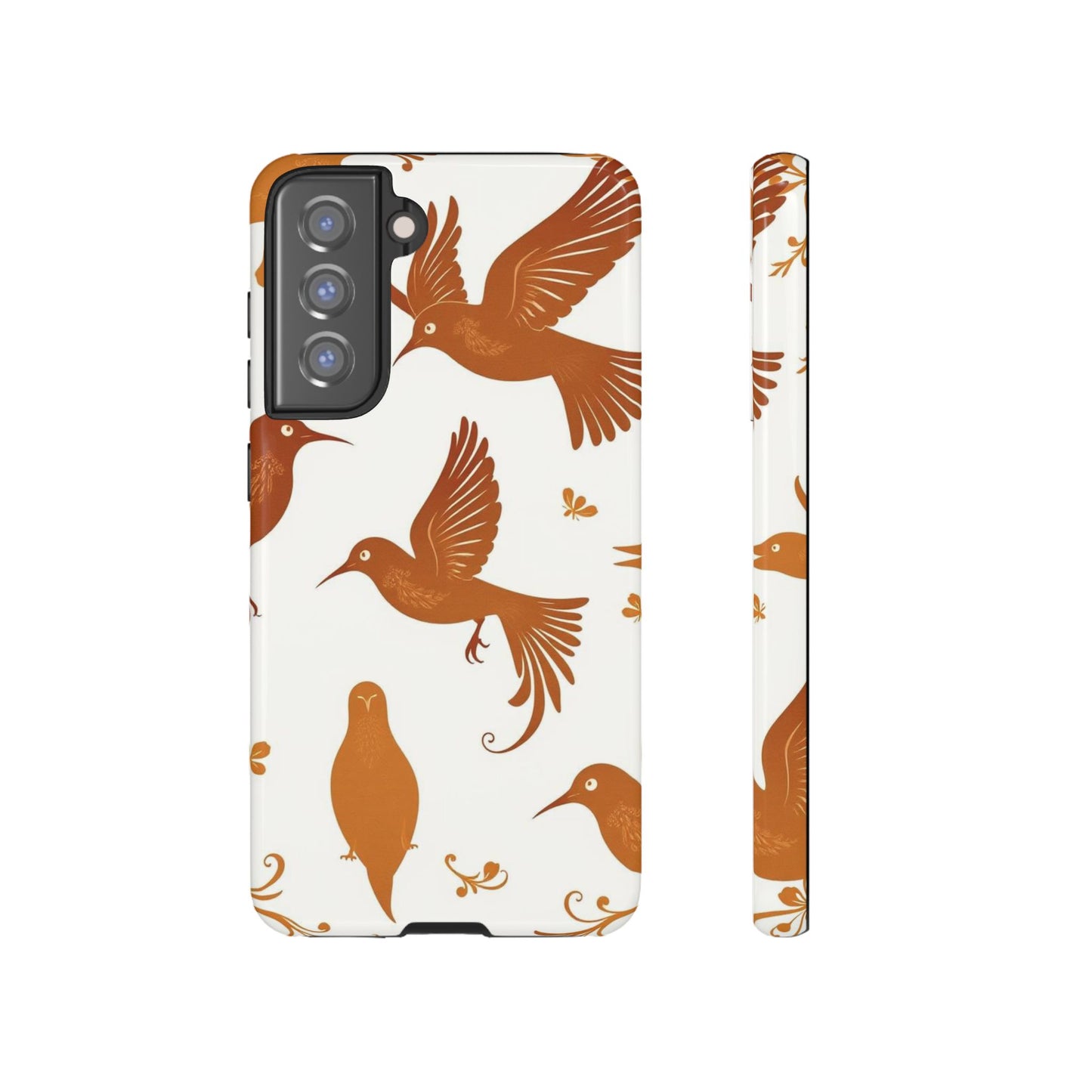 Samsung Galaxy S21 FE / Glossy Phone Case - Abstract Bird Pattern Phone Case