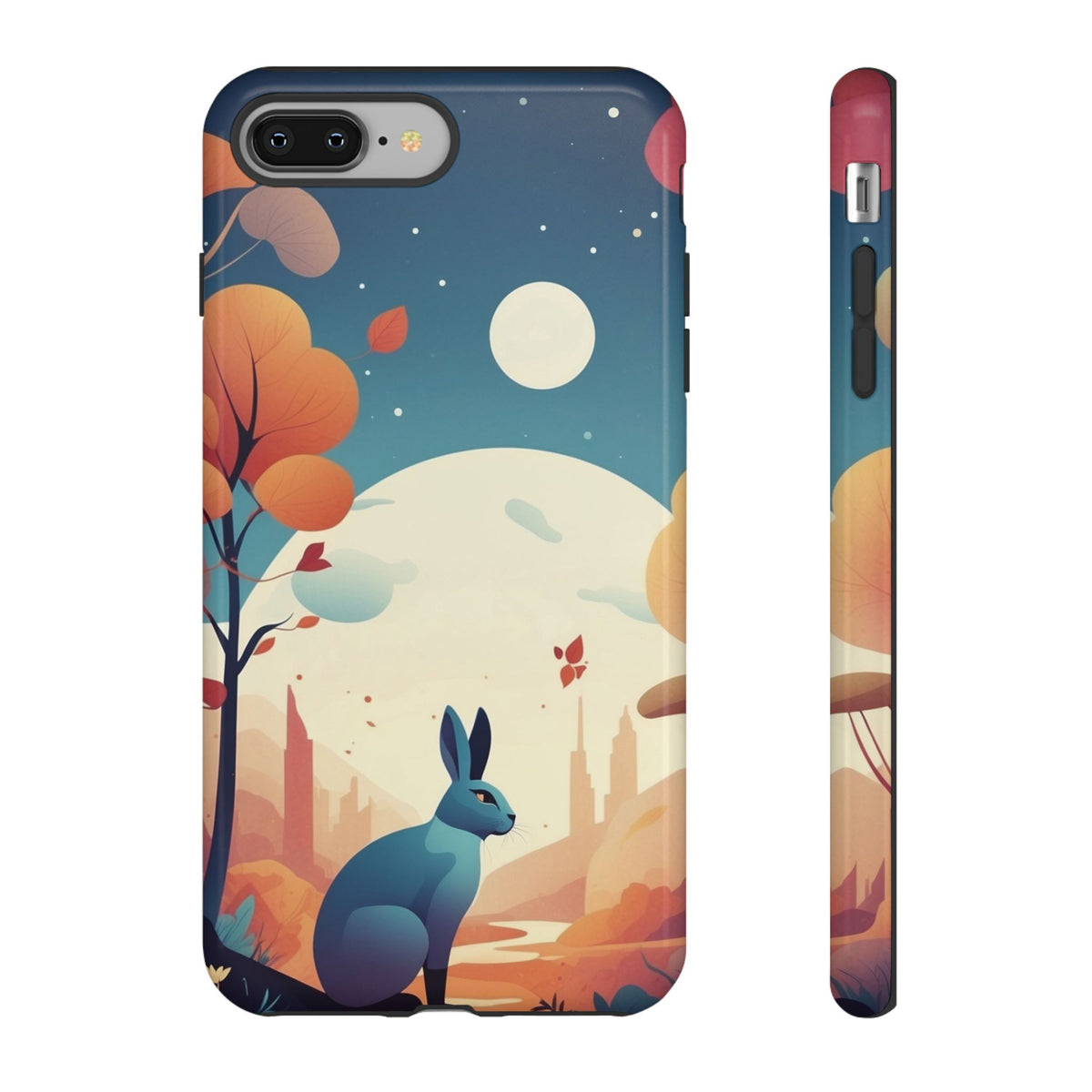 Stylised Blue Hare Design Phone Case - Multicolor Phone Case - iPhone 8 Plus / Glossy