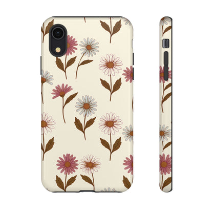 Pretty Cream & Rose Daisy Pattern Phone Case
